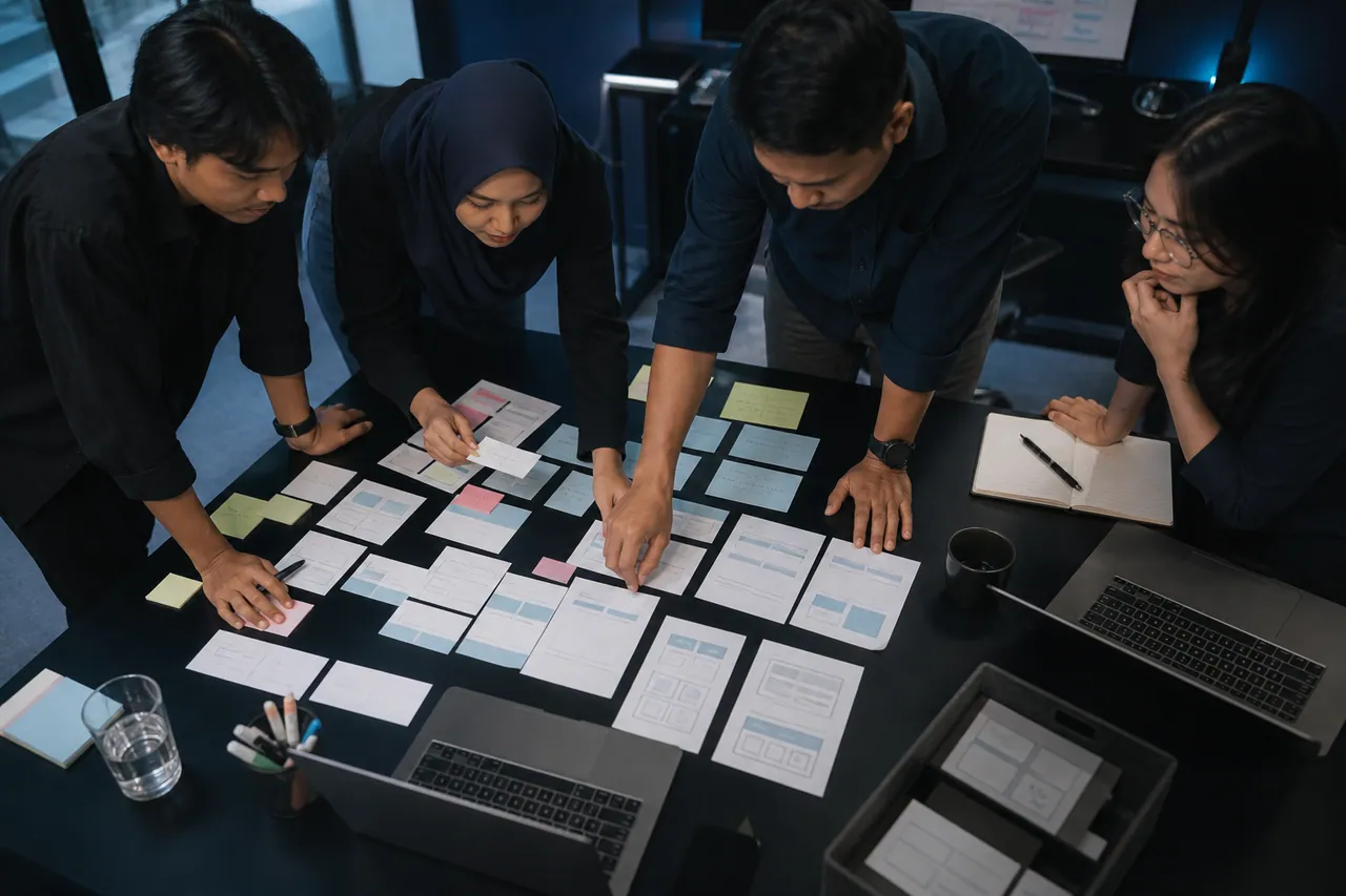 A workshop mapping customer journeys and business priorities